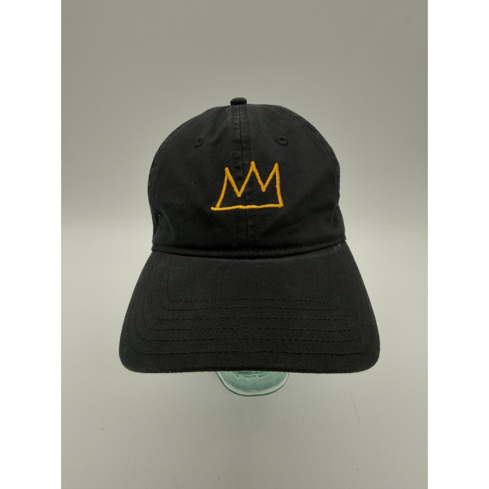 Basquiat x Mad Engine Black Cotton Crown Logo Baseball Hat Mens Adjustable Cap